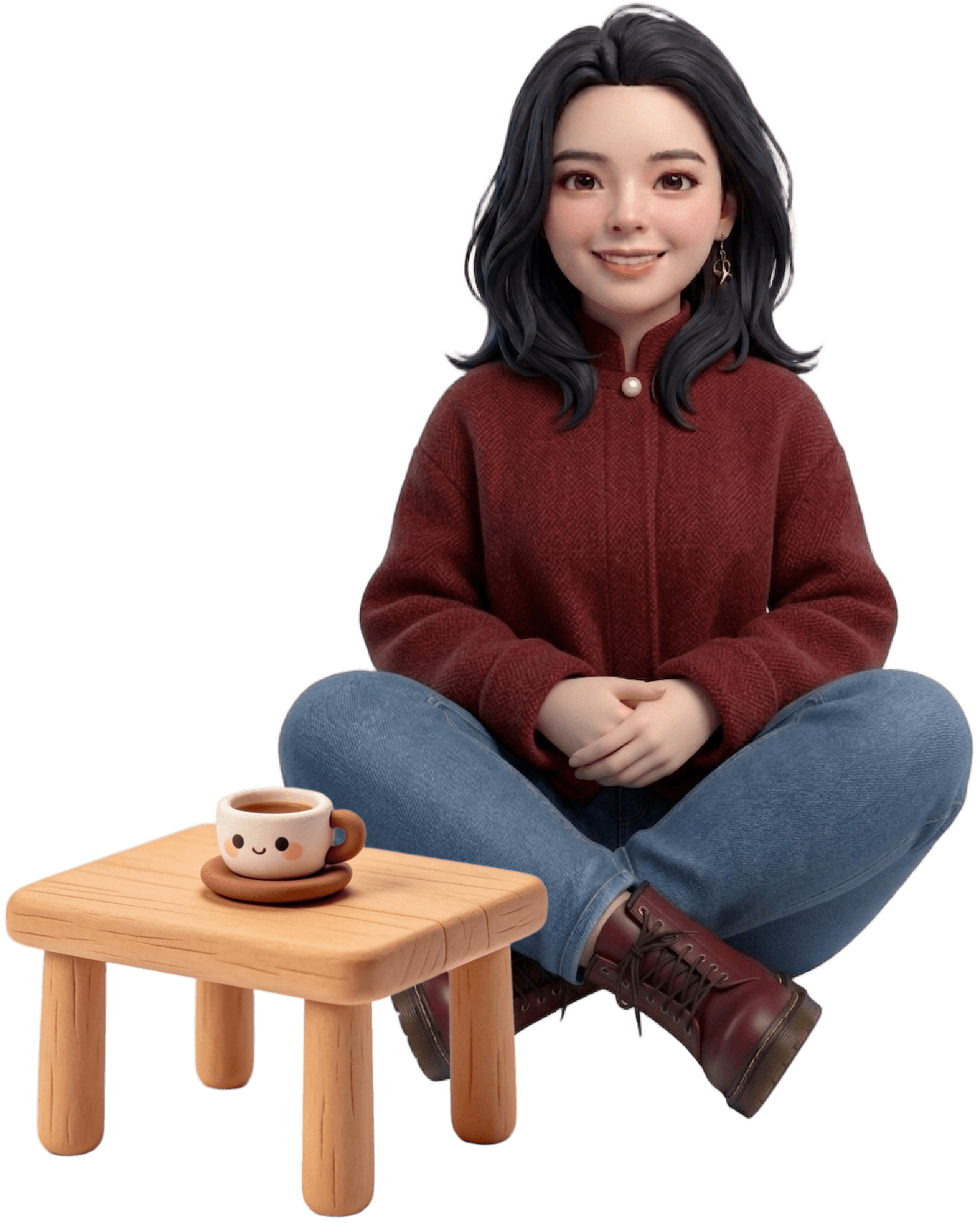 3D avatar with a tea set
